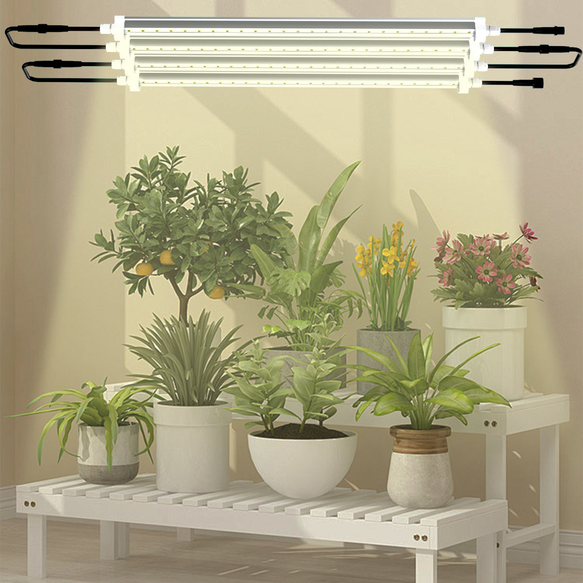 T8 LED Grow Light Tubes (4-Pack) – 4000K Full Spectrum with Timer, IP65 Waterproof for Seedling & Clone