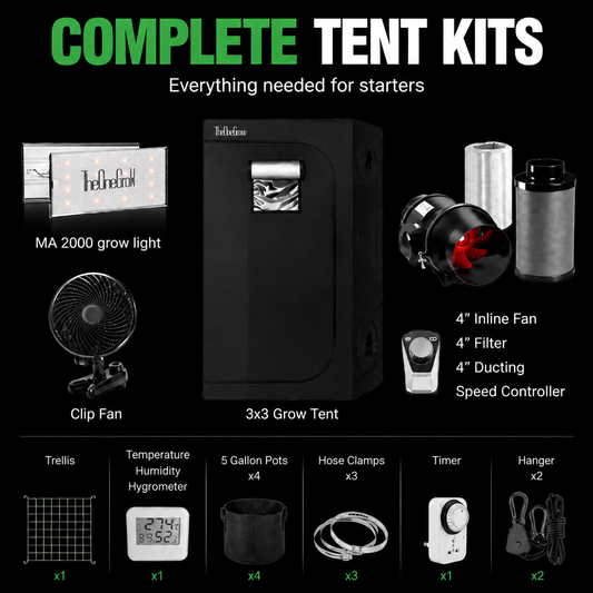 3x3 Complete Grow Tent Kit with MA200 LED Grow Light