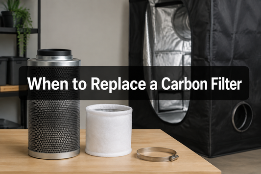 Carbon air filter and separate fabric prefilter sleeve on a workbench