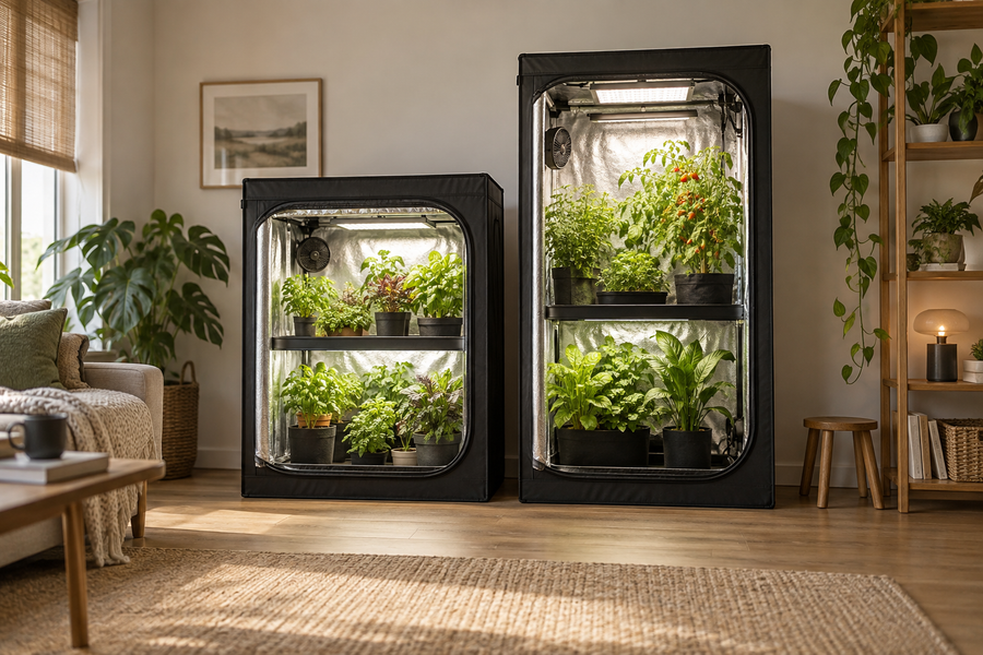 Two generic garden enclosures with the same width and different heights