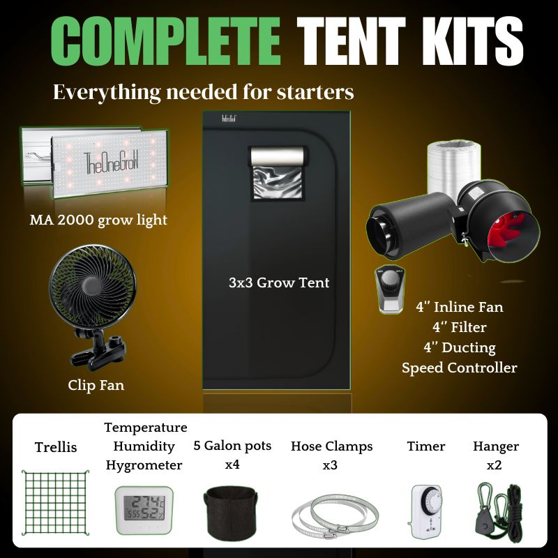 grow tent extension kit 3x3 Grow Tent Kit–Complete Ventilation & Lighting|TheOneGrow