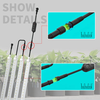 TheOneGrow T8 LED Grow Light Tubes (4-Pack) – 10W per Tube, 4000K Full Spectrum White Light with Timer, IP65 Waterproof, Linkable Design – Ideal for Seedlings, Leafy Greens & Vertical Farming