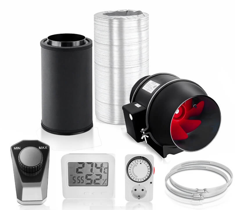 TheOneGrow 4" Inline Fan & Carbon Filter Kit - Complete Ventilation System with Speed Controller