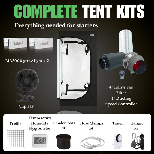 [For Beginner]4x4 Starter Kit – Complete Grow Tent Kit with Ventilation& Clip Fan & Lighting