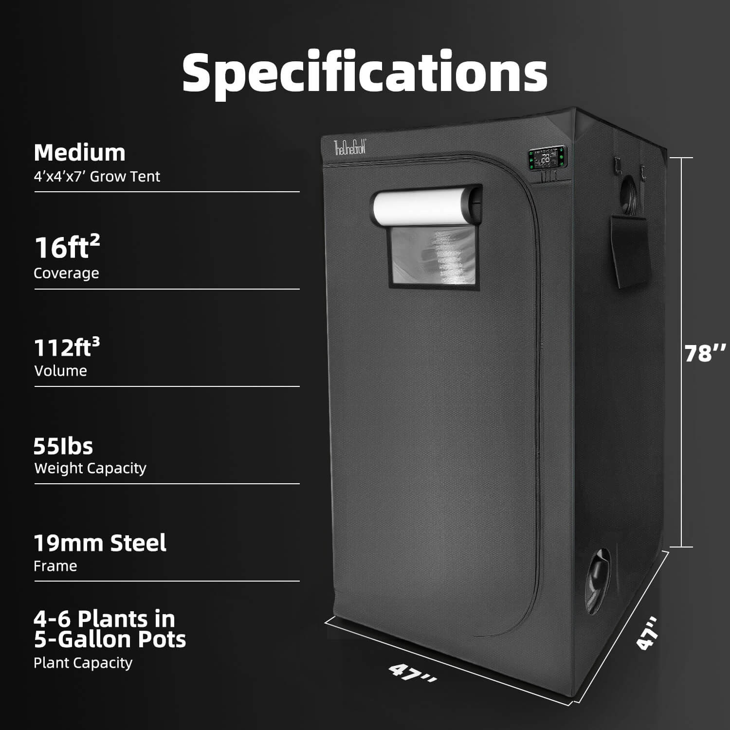 4x4 Grow Tent Kit - Complete Ventilation System with Fan & Filter