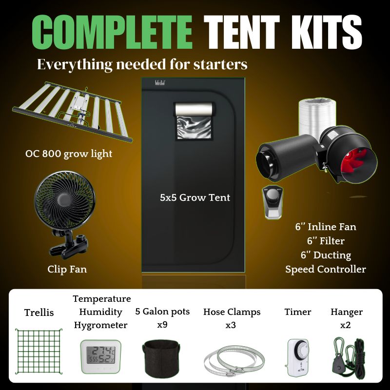 [For Beginner] 5x5 Starter Kit - Complete Grow Tent Kit with Ventilation & Clip Fan & Lighting