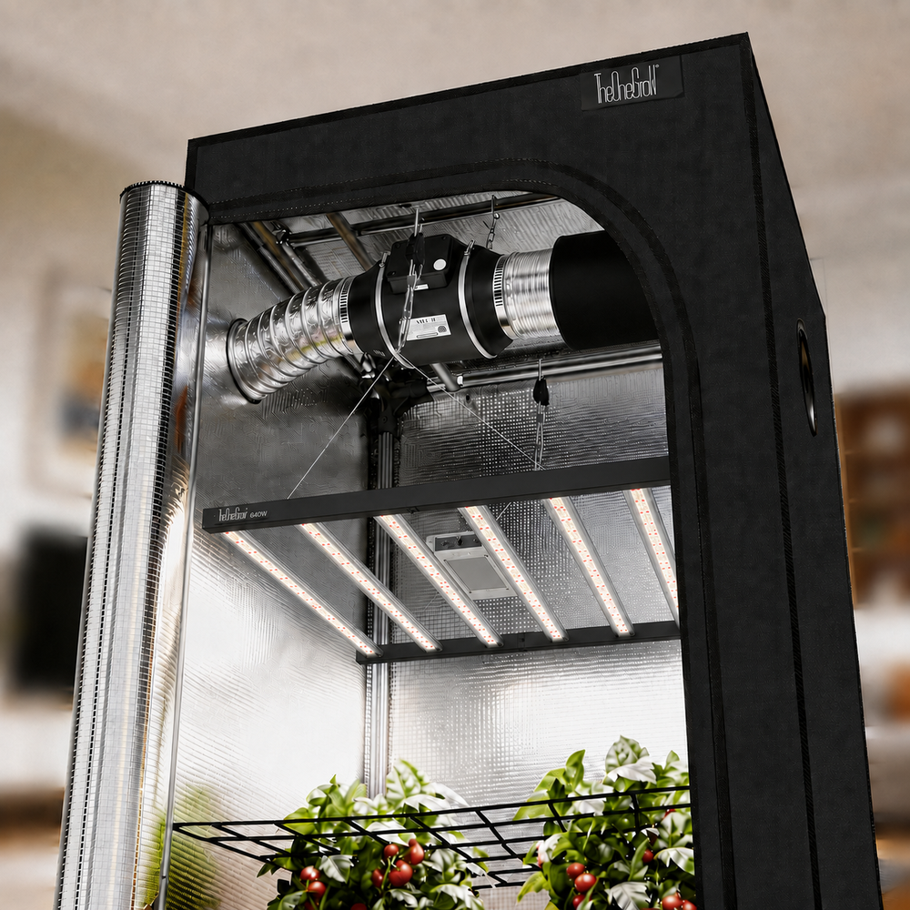 TheOneGrow 4 x 4 ft complete grow tent kit with light and airflow equipment