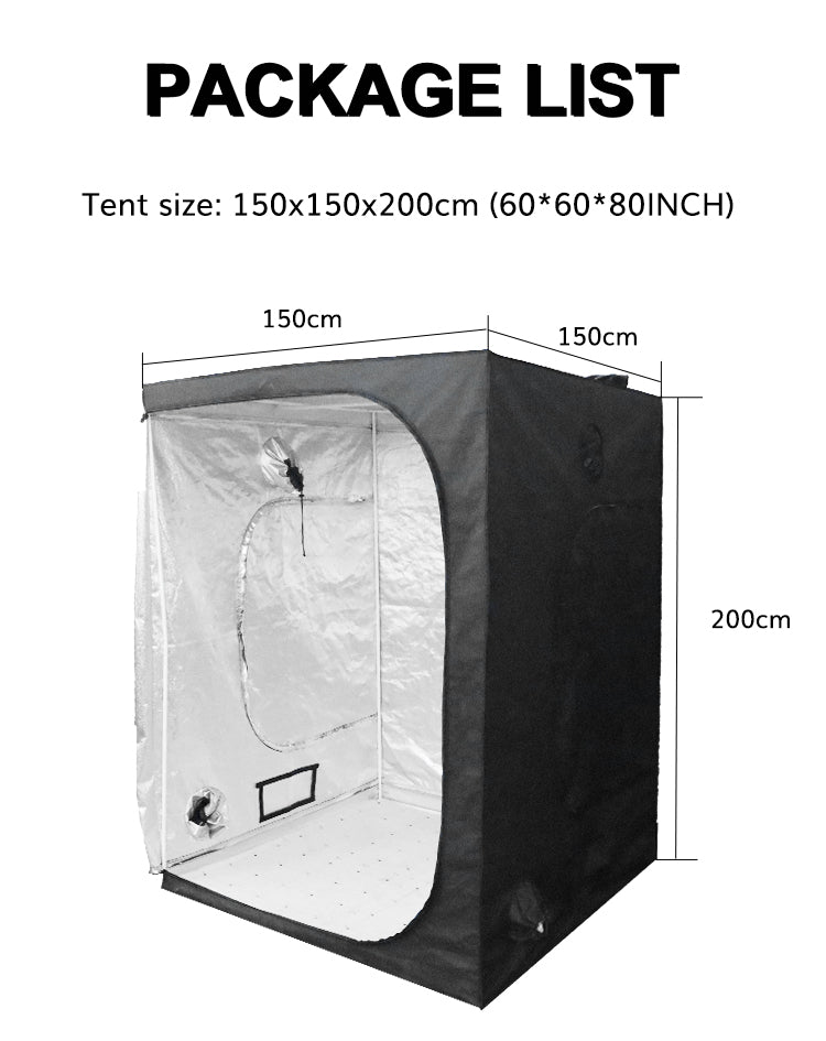5'x5' Grow Tent, Oxford 600D Fabric, Reflective Aluminum Film, Strong and Durable, Ideal for Indoor Growing and Hydroponics