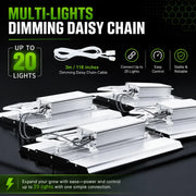 Multiple MA120 grow lights connected for dimming and daisy-chain control