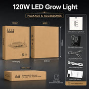 MA120 120W LED grow light retail package and included accessories