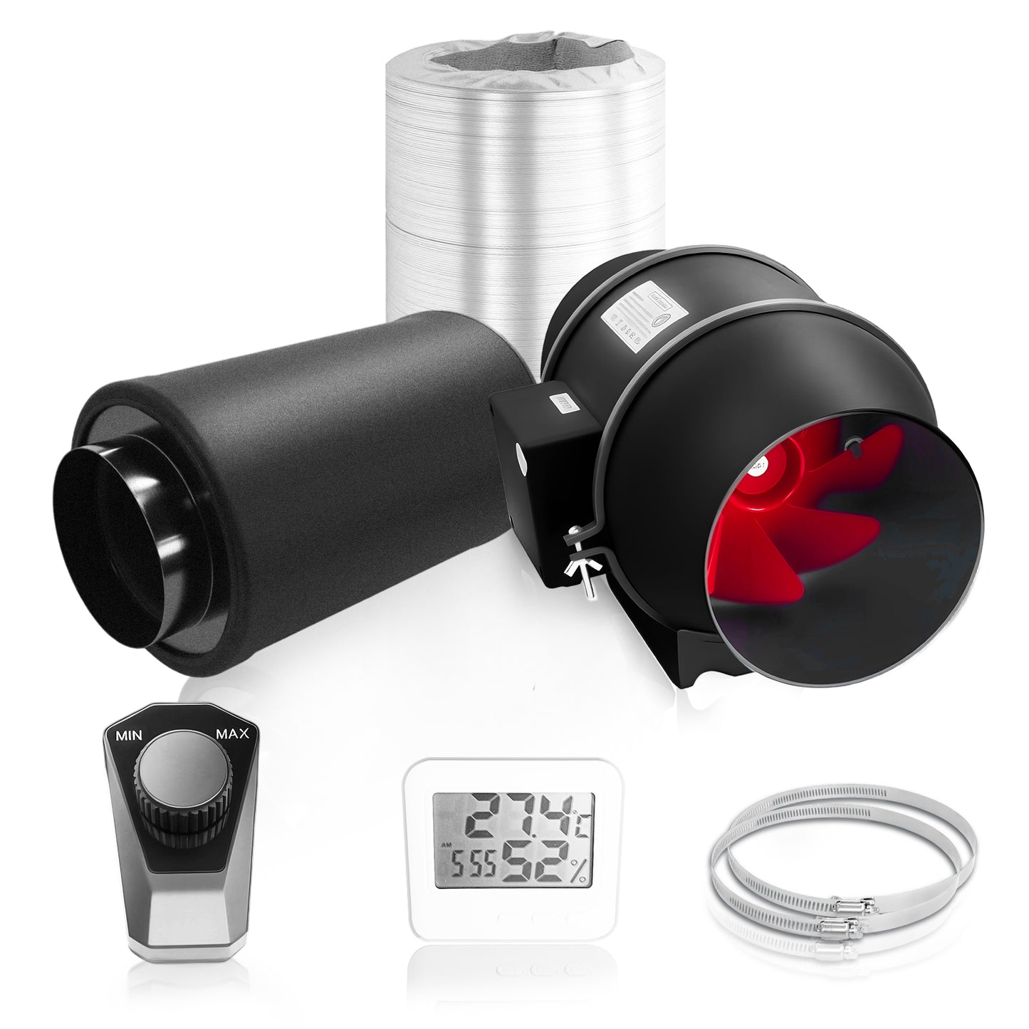 TheOneGrow 6" Inline Fan & Carbon Filter Kit - Complete Ventilation System with Speed Controller