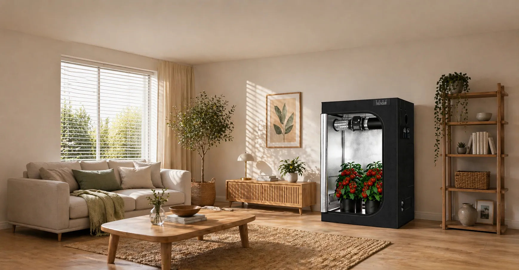 TheOneGrow grow tent arranged in a bright indoor room